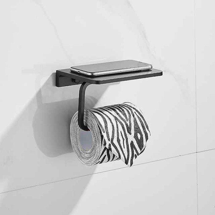 Toilet Paper Holder Space Aluminum Roller Paper Storage Rack Tissue Roll Hanger Bathroom Paper Towel Dispenser Office Toilet Paper Holder