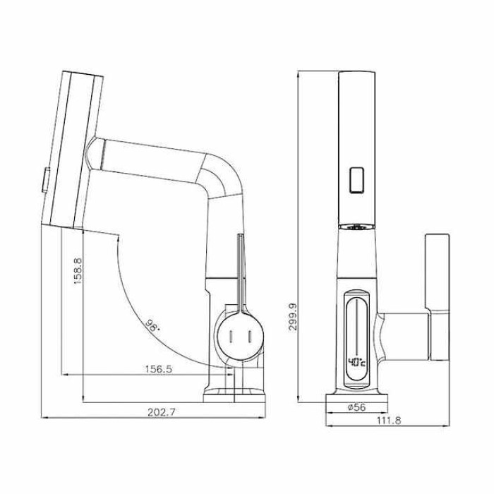 Waterfall Bathroom Faucet LCD Display Multifunction Pull Out Sink Mixer Taps, 360 Degree Rotate Washroom Vessel Brass Tap 3 Mode Spout Sprayer