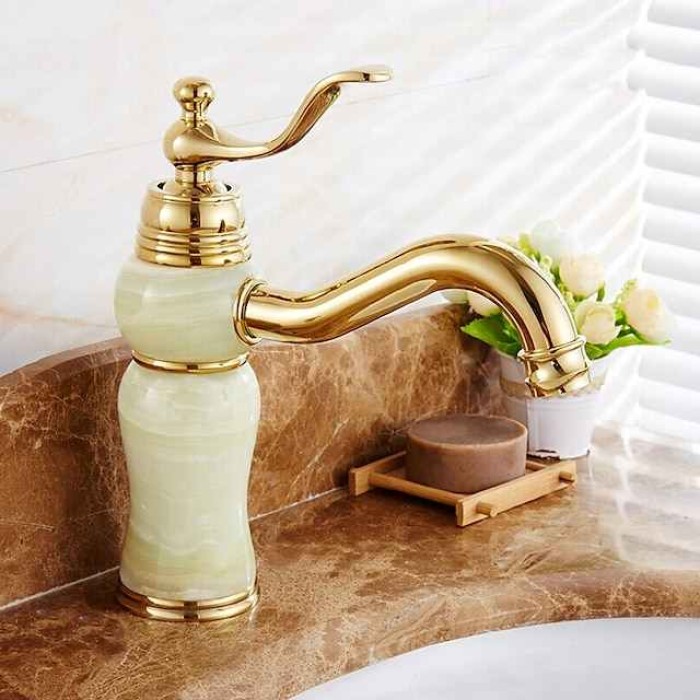 Bathroom Sink Faucet - Classic Electroplated Centerset Single Handle One HoleBath Taps