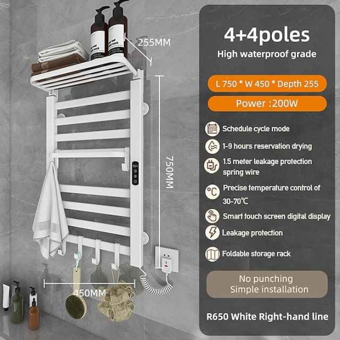 Electric Towel Warmers Radiator, Wall-Mounted & Freestanding Heated Towel Drying Rack, Aluminum Alloy Heated Towel Rail for Bathroom