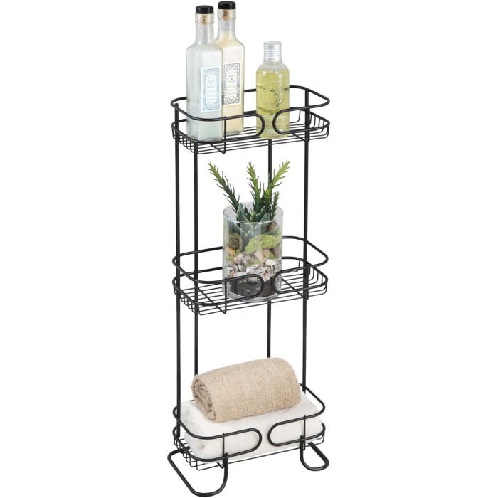 Steel Bathroom Caddy Organizer with Three Wire Basket Shelves