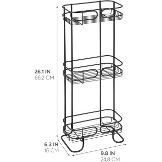 Steel Bathroom Caddy Organizer with Three Wire Basket Shelves