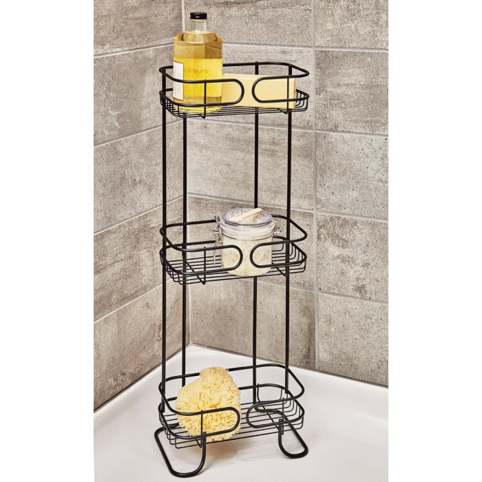 Steel Bathroom Caddy Organizer with Three Wire Basket Shelves