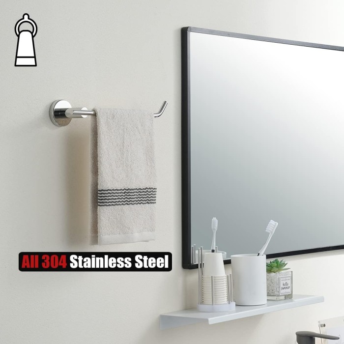 Bathroom Hardware Towel Bar Set, 5-Piece Bath Accessories Set Polished Chrome Wall Mount Includes 24 in Towel Bar