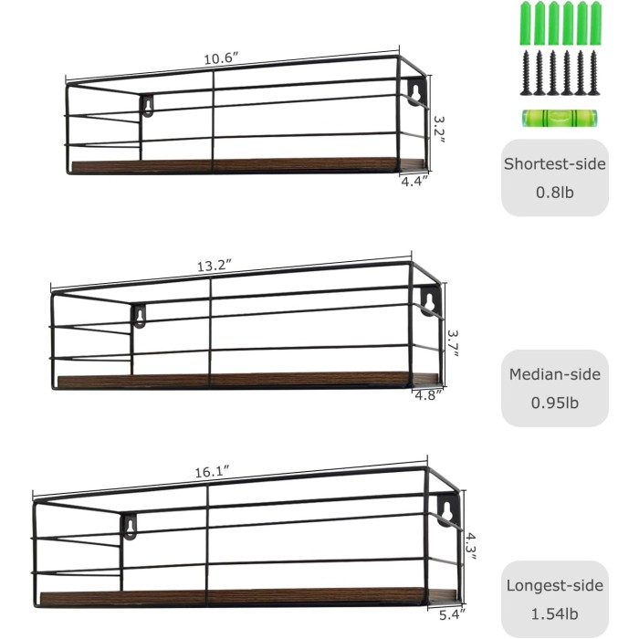 Floating Shelves Wall Mounted Set of 3, Hanging Storage Shelf