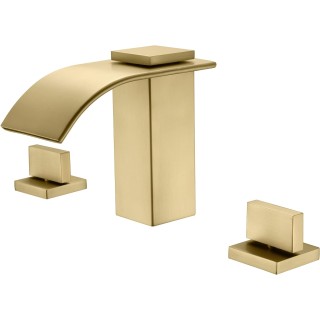 Gold Waterfall Bathroom Faucet 3 Hole 8 Inch Widespread Bathroom Sink Faucet