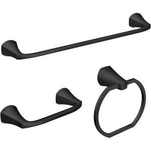Matte Black Bathroom Set: 18" Towel Bar, Towel Ring & Toilet Paper Holder Set