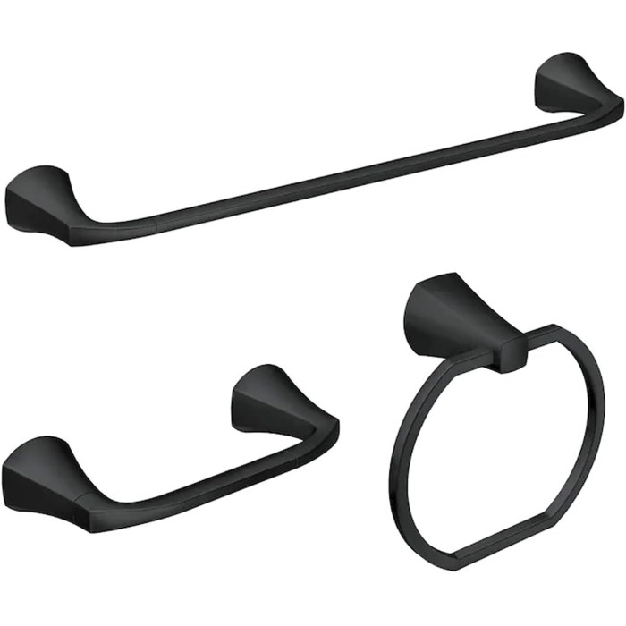 Matte Black Bathroom Set: 18" Towel Bar, Towel Ring & Toilet Paper Holder Set