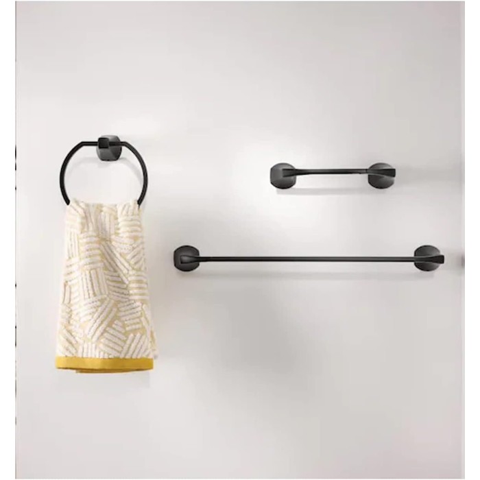 Matte Black Bathroom Set: 18" Towel Bar, Towel Ring & Toilet Paper Holder Set