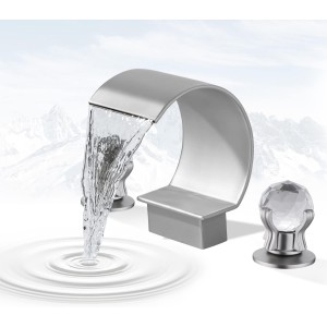 Bathroom Faucet for Sink 3 Hole, Waterfall Sink Faucet Two Handle Brass Basin Mixer Tap Widespread 8-Inch Vanity Waterfall Faucet