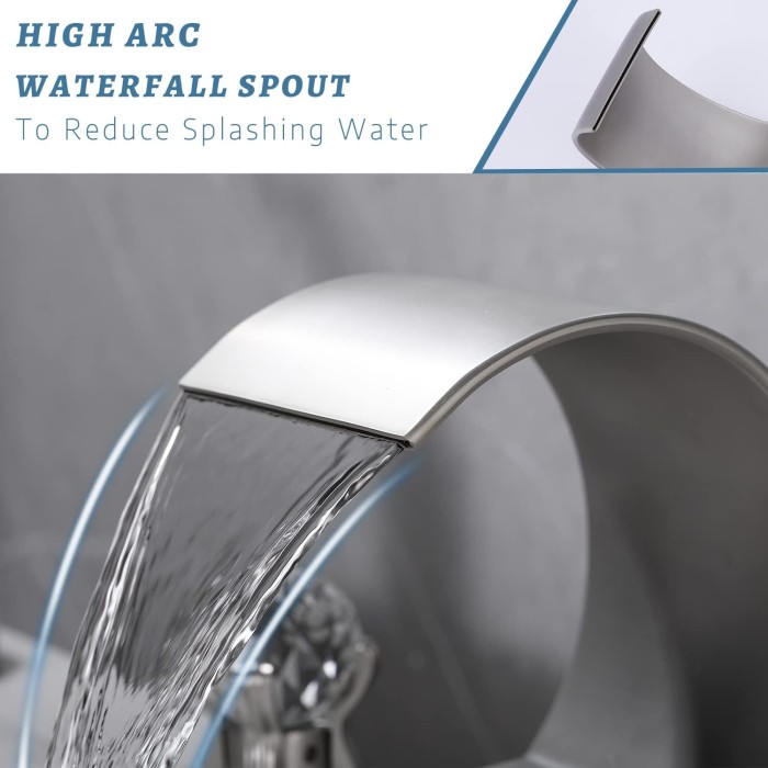 Bathroom Faucet for Sink 3 Hole, Waterfall Sink Faucet Two Handle Brass Basin Mixer Tap Widespread 8-Inch Vanity Waterfall Faucet