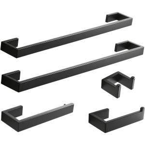 5 Piece Bathroom Hardware Accessories Set Stainless Steel Wall Mounted