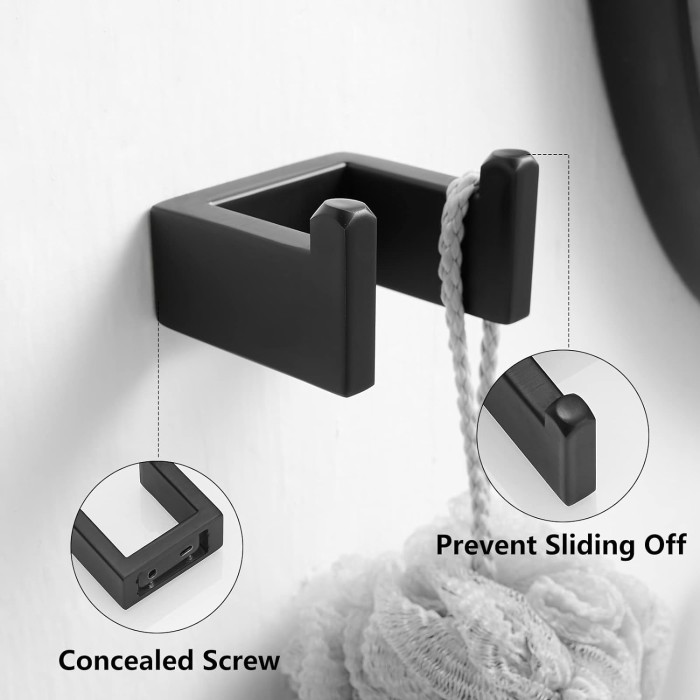 5 Piece Bathroom Hardware Accessories Set Stainless Steel Wall Mounted