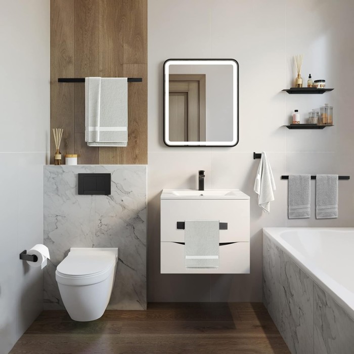 5 Piece Bathroom Hardware Accessories Set Stainless Steel Wall Mounted