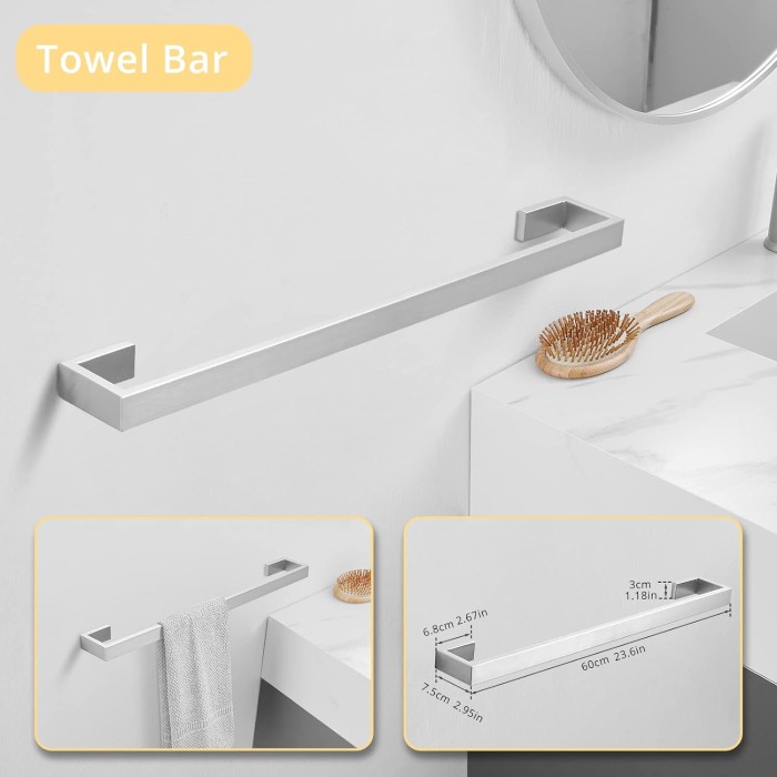 6 Piece Bathroom Hardware Accessories Set Stainless Steel Wall Mounted Brushed