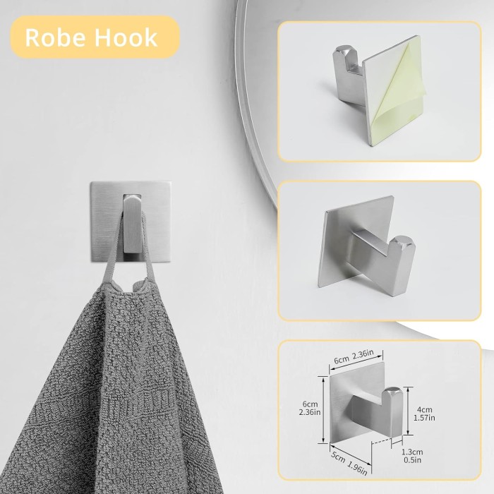 6 Piece Bathroom Hardware Accessories Set Stainless Steel Wall Mounted Brushed