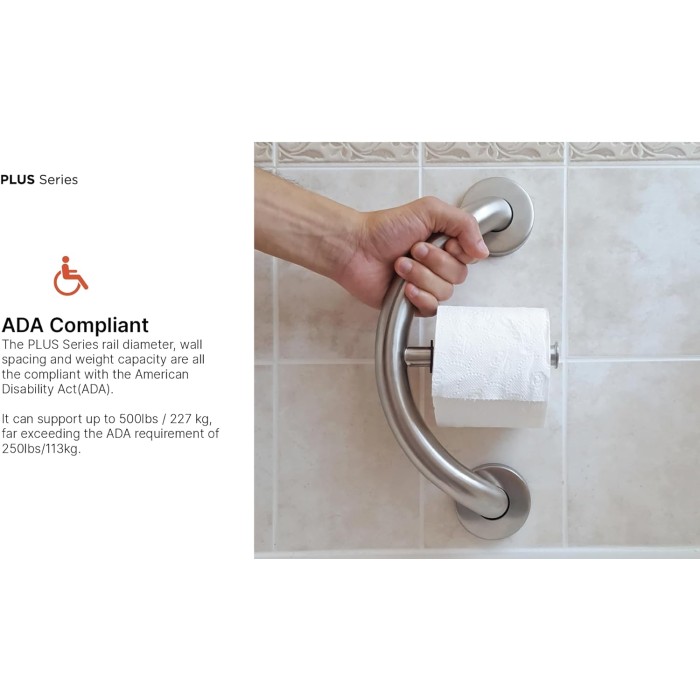 Plus Towel Bar 24 Inch, 2-in-1 Decorative Grab Bar ADA Compliant