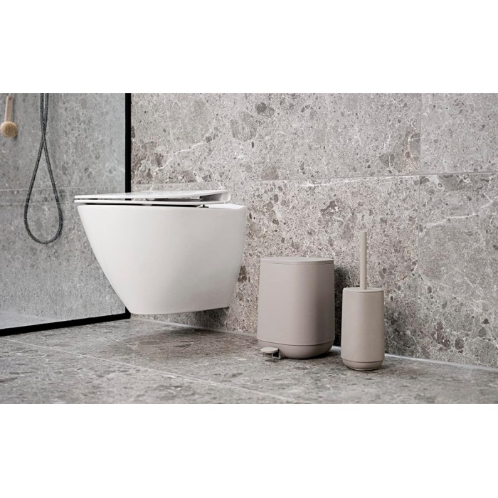Ceramic Toilet Long Brush | with Brush Holder Soft Touch | Enhance Your Bathroom with a Chic and Practical Duo