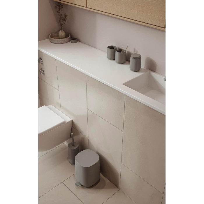 Ceramic Toilet Long Brush | with Brush Holder Soft Touch | Enhance Your Bathroom with a Chic and Practical Duo