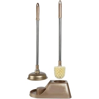 Toilet Brush Modern Slim Freestanding Toilet Brush and Plunger Combo Set Plastic Toilet Bowl Brush Cleaner Holder Kit