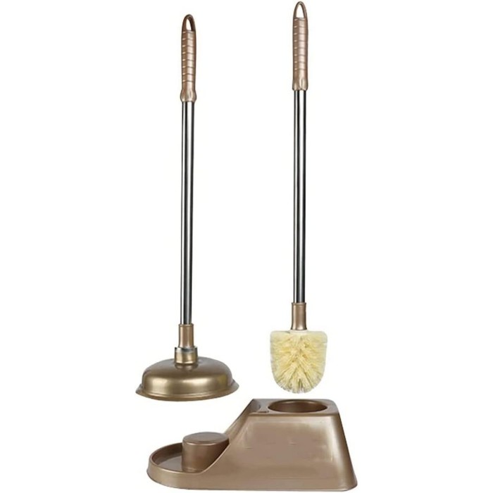 Toilet Brush Modern Slim Freestanding Toilet Brush and Plunger Combo Set Plastic Toilet Bowl Brush Cleaner Holder Kit