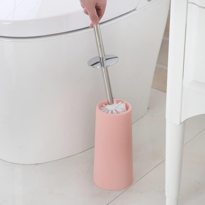 Toilet Brush and Holder Toilet Brush Holder Bathroom Cleaning Tool Stainless Handle Brushs Set Toilet Cleaning Dispenser Cleaner Accessories