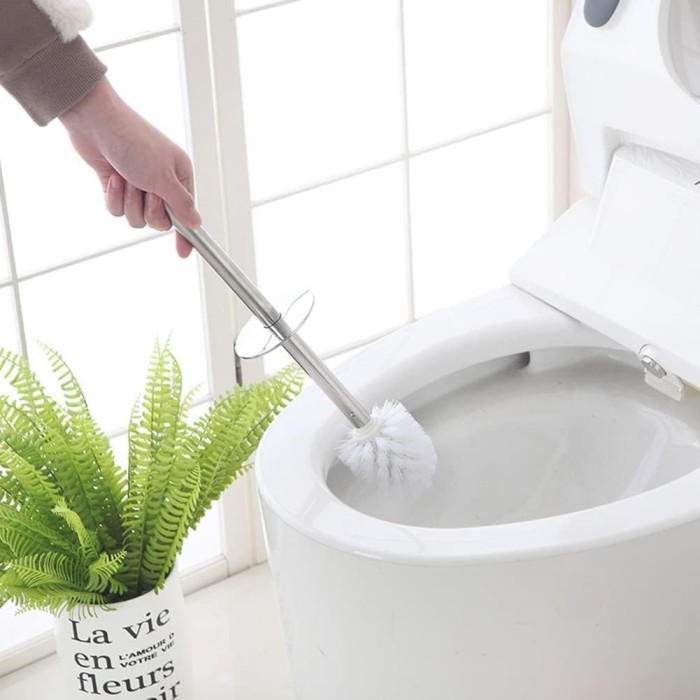 Toilet Brush and Holder Toilet Brush Holder Bathroom Cleaning Tool Stainless Handle Brushs Set Toilet Cleaning Dispenser Cleaner Accessories