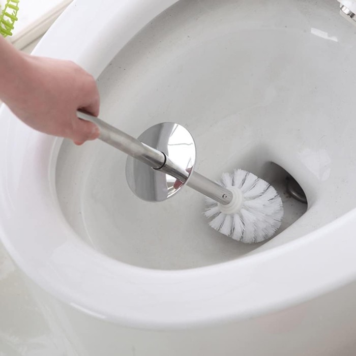 Toilet Brush and Holder Toilet Brush Holder Bathroom Cleaning Tool Stainless Handle Brushs Set Toilet Cleaning Dispenser Cleaner Accessories