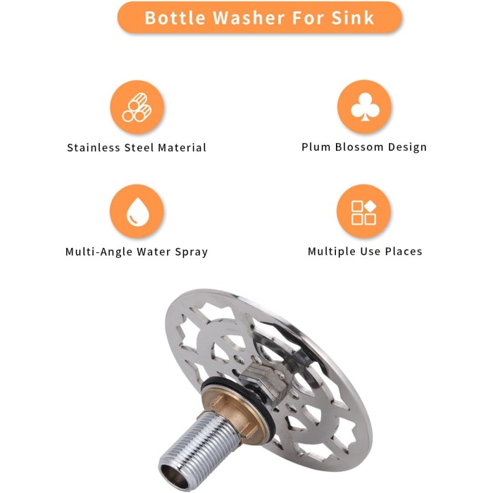 Cup Rinser Faucet Head, Stainless Steel Automatic Cup Washer, Bar Glass Rinser Faucet Head