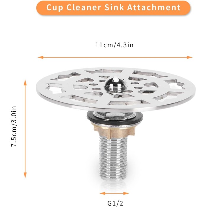 Cup Rinser Faucet Head, Stainless Steel Automatic Cup Washer, Bar Glass Rinser Faucet Head