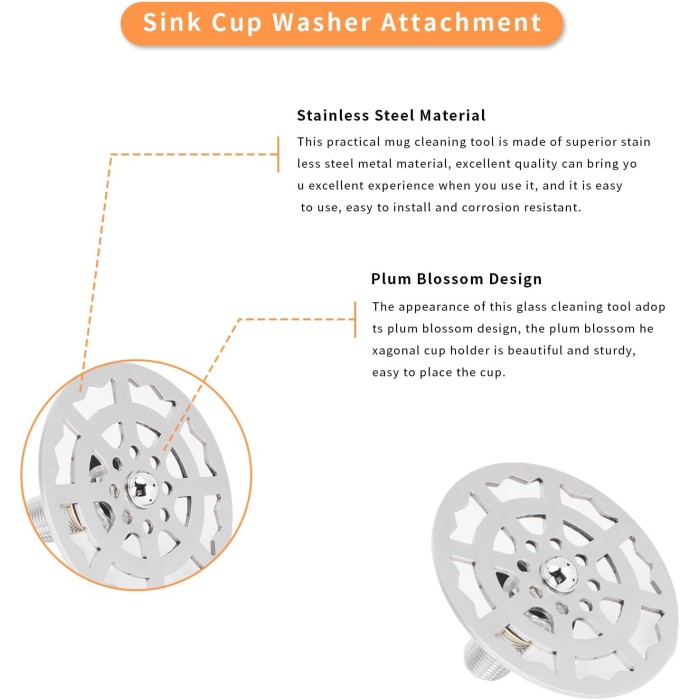 Cup Rinser Faucet Head, Stainless Steel Automatic Cup Washer, Bar Glass Rinser Faucet Head