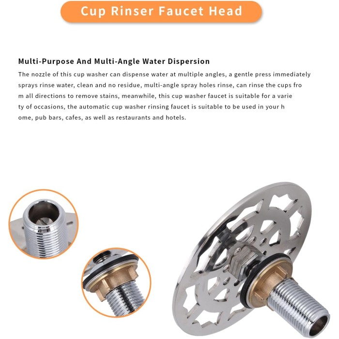 Cup Rinser Faucet Head, Stainless Steel Automatic Cup Washer, Bar Glass Rinser Faucet Head