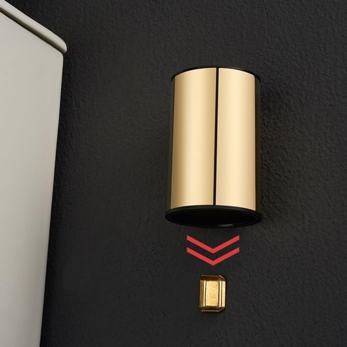 Toilet Brush and Holder, Stainless Steel 304 Gold Round Freestanding Toilet Bowl Brush and Holder