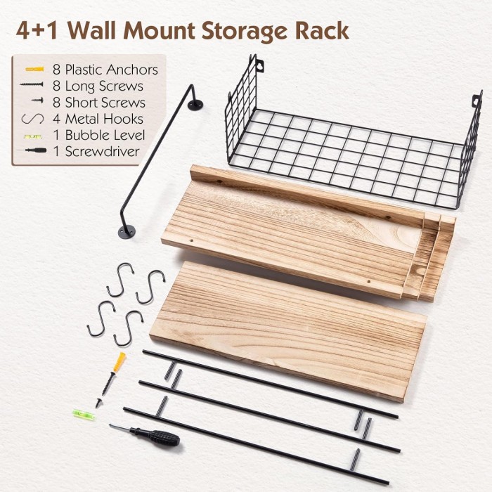 Floating Bathroom Shelves Over Toilet with Towel Rack and Storage Basket, Wood Floating Shelves