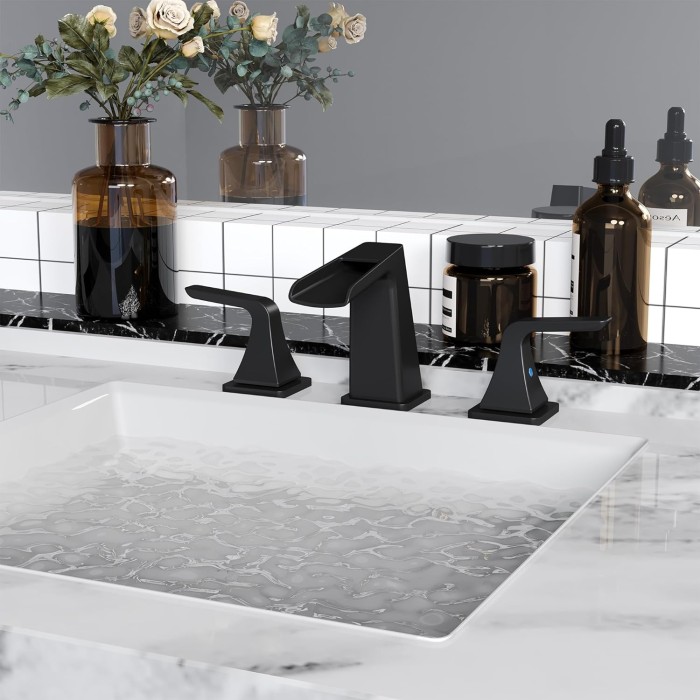 Bathroom Faucets for Sink 3 Hole, 2 Handle Bathroom Sink Faucet, Matte Black Centerset Faucet