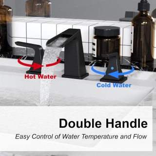 Bathroom Faucets for Sink 3 Hole, 2 Handle Bathroom Sink Faucet, Matte Black Centerset Faucet
