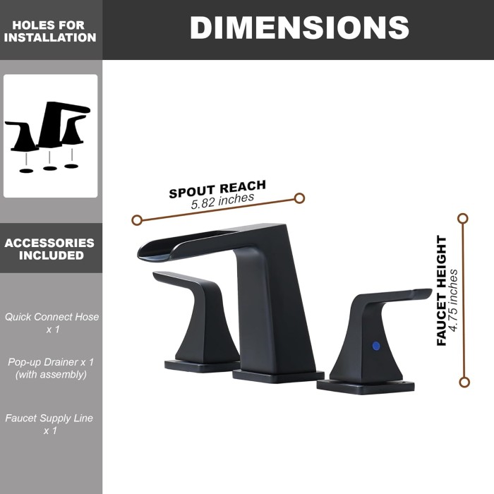 Bathroom Faucets for Sink 3 Hole, 2 Handle Bathroom Sink Faucet, Matte Black Centerset Faucet