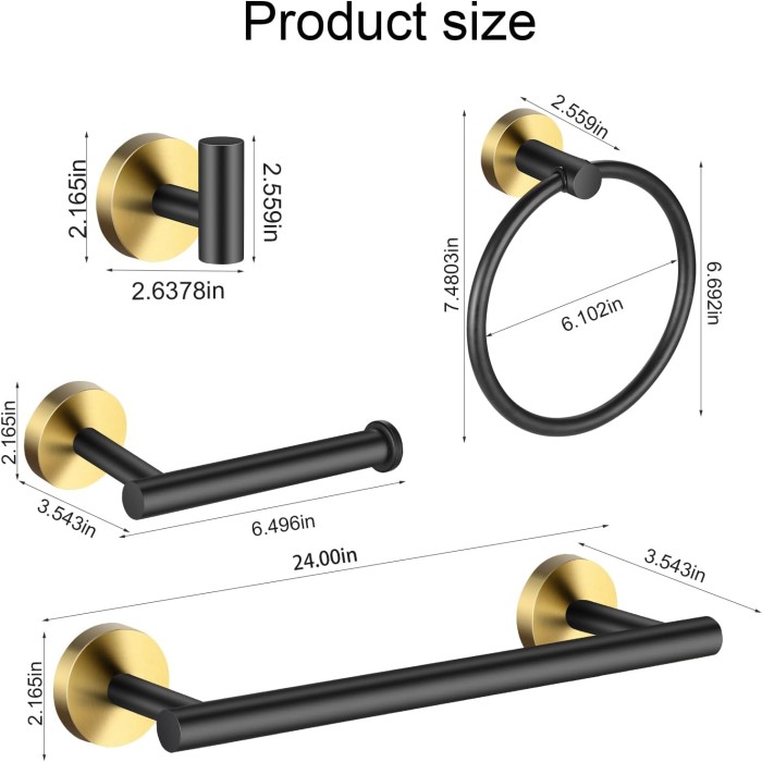 Bathroom Hardware Set 24 Inch, Brushed Towel Bar Rack Set