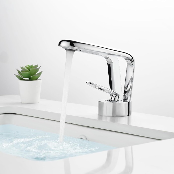 Modern Bathroom Faucets, Original Pierced Work Design Chrome Bathroom Sink Faucet, Solid Brass Single-Handle Bathroom Faucet