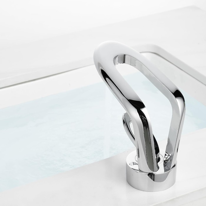 Modern Bathroom Faucets, Original Pierced Work Design Chrome Bathroom Sink Faucet, Solid Brass Single-Handle Bathroom Faucet