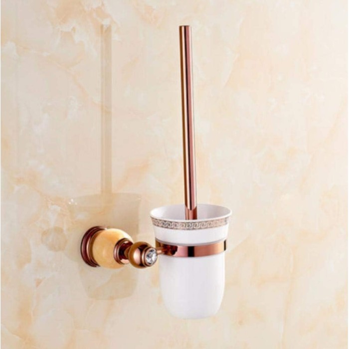 Toilet Brush,Wall Mounted Toilet Brush Holders Jade Brass Gold and Rose Gold Toilet Bursh Cup Holder Toilet Bathroom Accessories