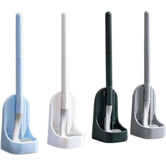 Toilet Brush Wall-Mounted Soft Toilet Brush with Stand Long Handle Toilet Cleaning Brush Bathroom Accessories Toilet Plunger