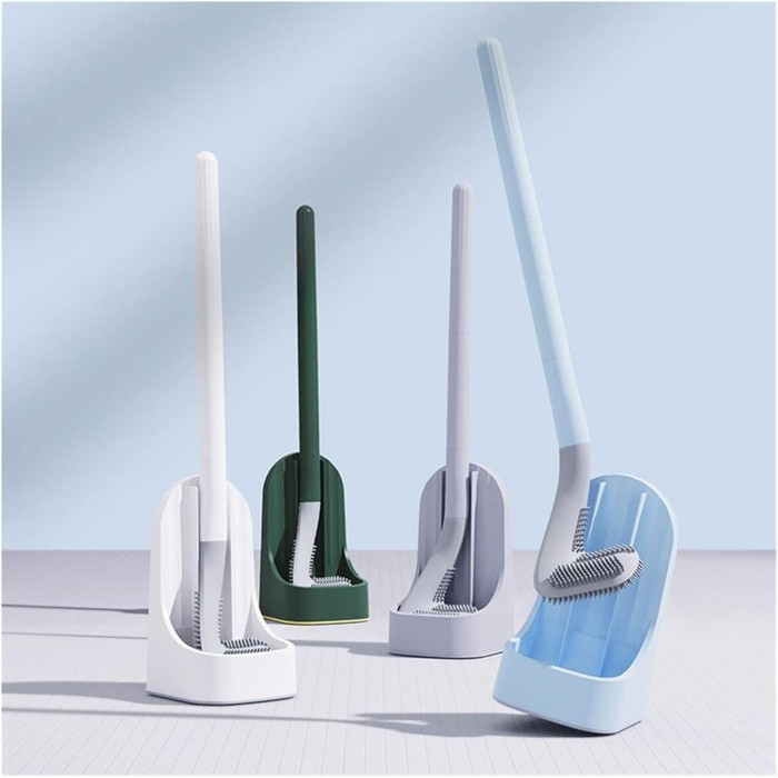 Toilet Brush Wall-Mounted Soft Toilet Brush with Stand Long Handle Toilet Cleaning Brush Bathroom Accessories Toilet Plunger