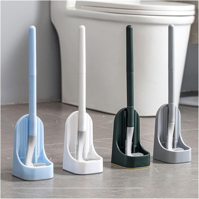 Toilet Brush Wall-Mounted Soft Toilet Brush with Stand Long Handle Toilet Cleaning Brush Bathroom Accessories Toilet Plunger