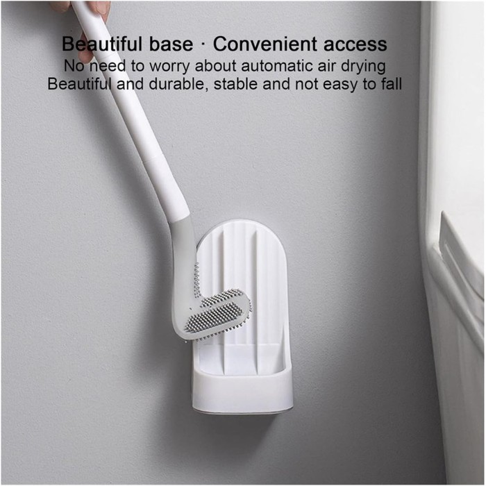 Toilet Brush Wall-Mounted Soft Toilet Brush with Stand Long Handle Toilet Cleaning Brush Bathroom Accessories Toilet Plunger