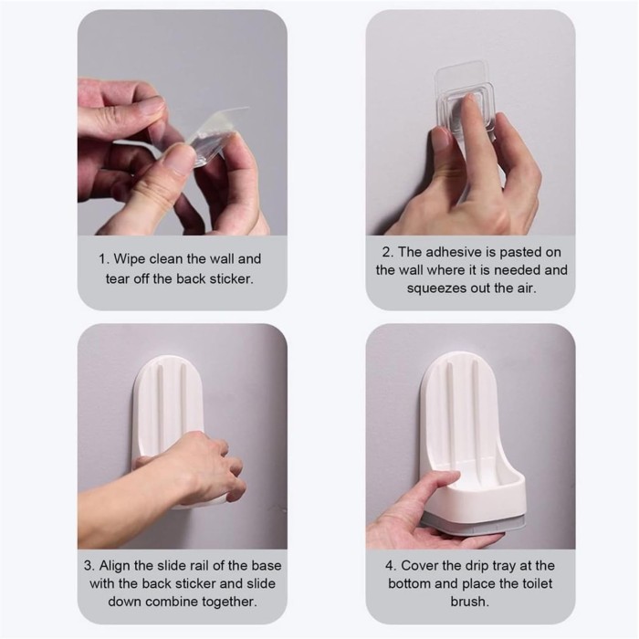 Toilet Brush Wall-Mounted Soft Toilet Brush with Stand Long Handle Toilet Cleaning Brush Bathroom Accessories Toilet Plunger