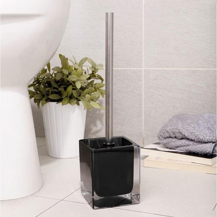 Toilet Brush Set Blackand Holder Set for Bathroom Toilet Cleaning Soft Bristled Cleaner