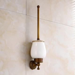 Wall Mounted Bronze Toilet Brush Holder, Bathroom Bowl and Holder Wall Mounted - Space Saving