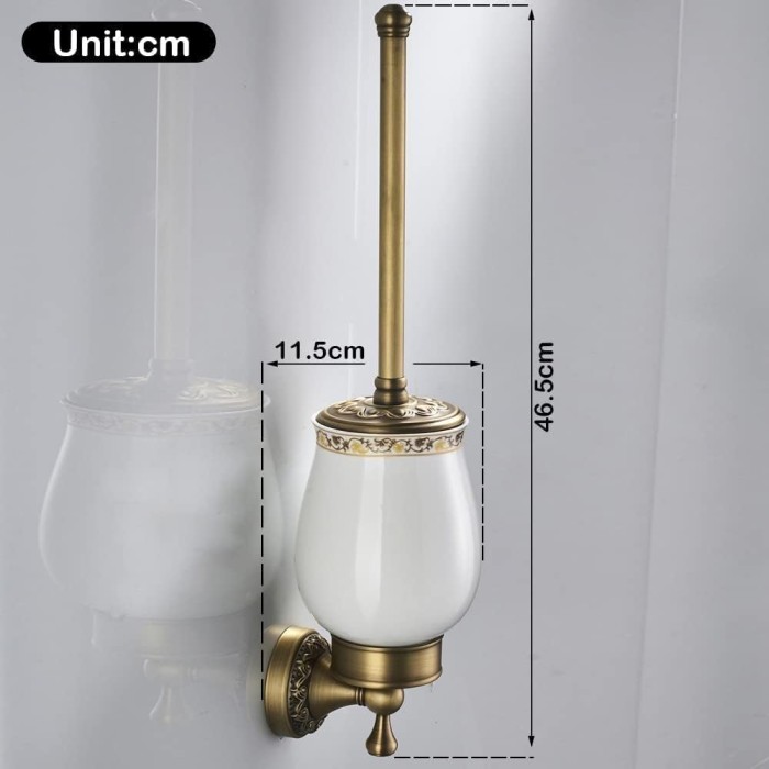 Wall Mounted Bronze Toilet Brush Holder, Bathroom Bowl and Holder Wall Mounted - Space Saving