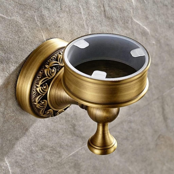 Wall Mounted Bronze Toilet Brush Holder, Bathroom Bowl and Holder Wall Mounted - Space Saving